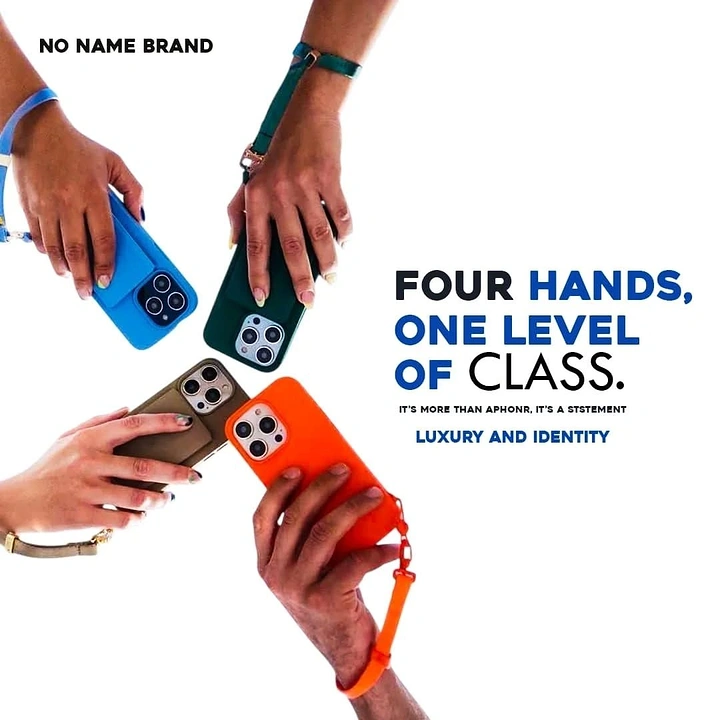 Phone Cases & Mobile Accessories creative ad: Four hands create a strong class-and-variety metaphor