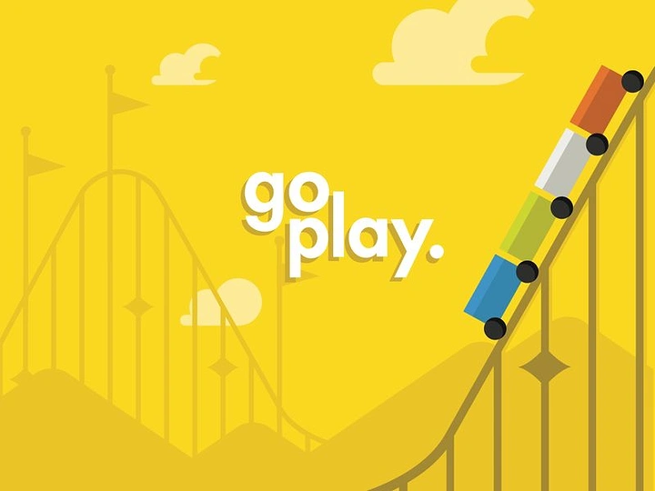 Amusement & Water Parks creative ad: Roller coaster track forms play branding