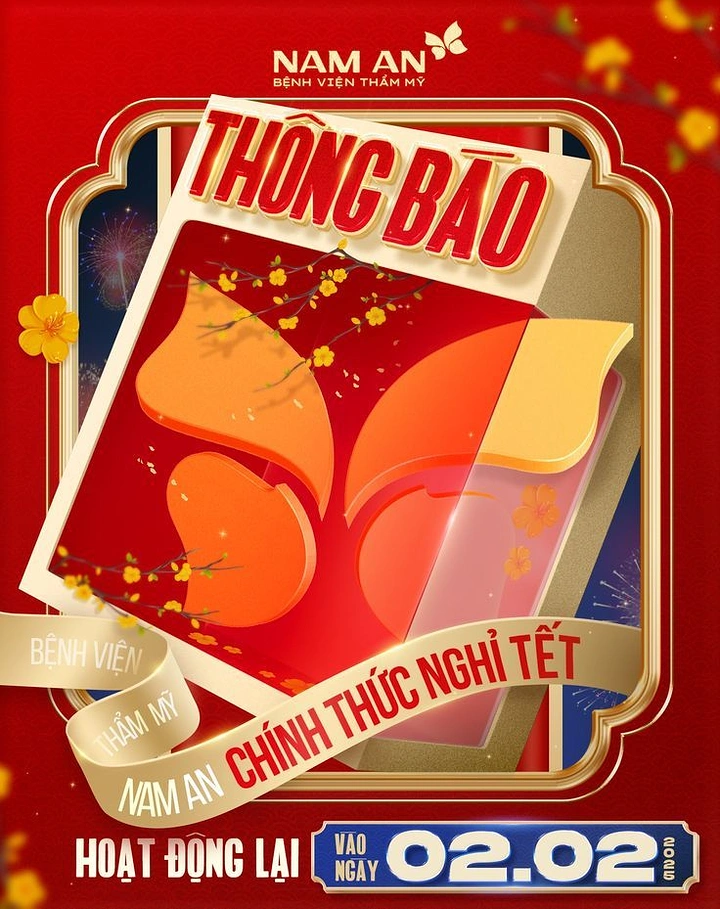 Lunar New Year creative ad: 3D tilted calendar block with a red-orange butterfly logo