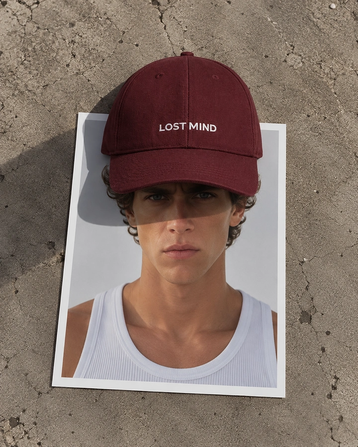 Hats & Caps creative ad: Poster portrait creates layered identity effect