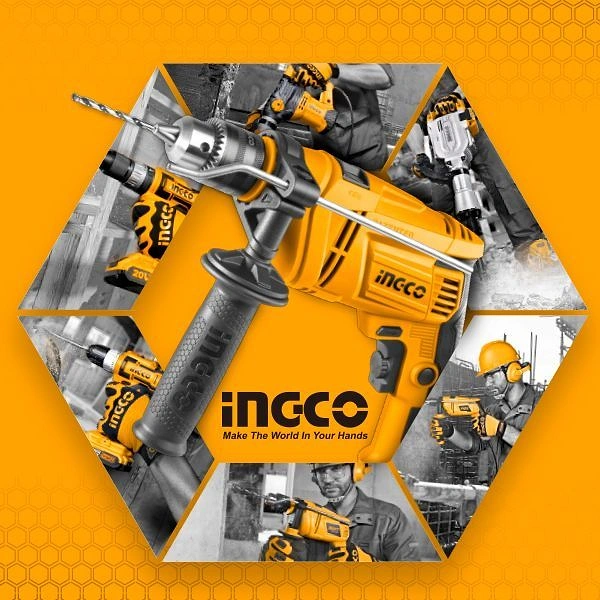 Power Tools creative ad: Distinctive geometric drill collage