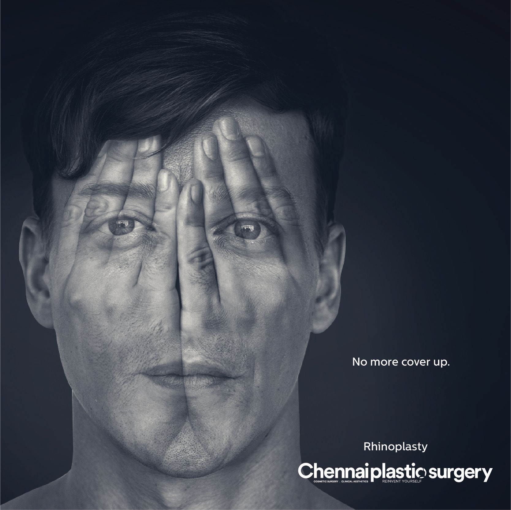 Instagram post: Cover-up metaphor supports rhinoplasty message