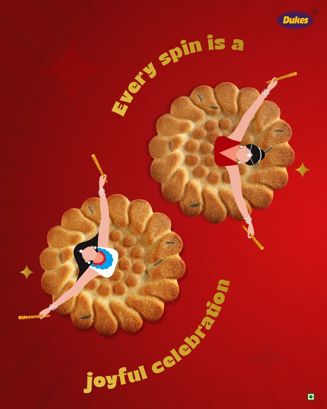 Flower-shaped cookies as the twirling skirts of garba dancers