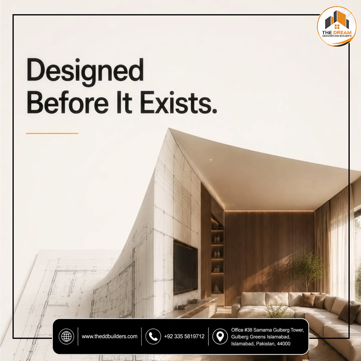 Instagram post: Designed-before-built architectural concept
