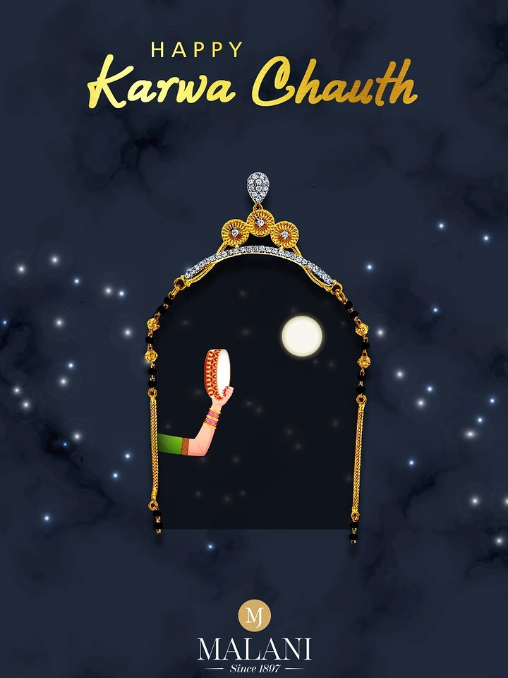 Karwa Chauth creative ad: Necklace becomes doorway framing the moon ritual