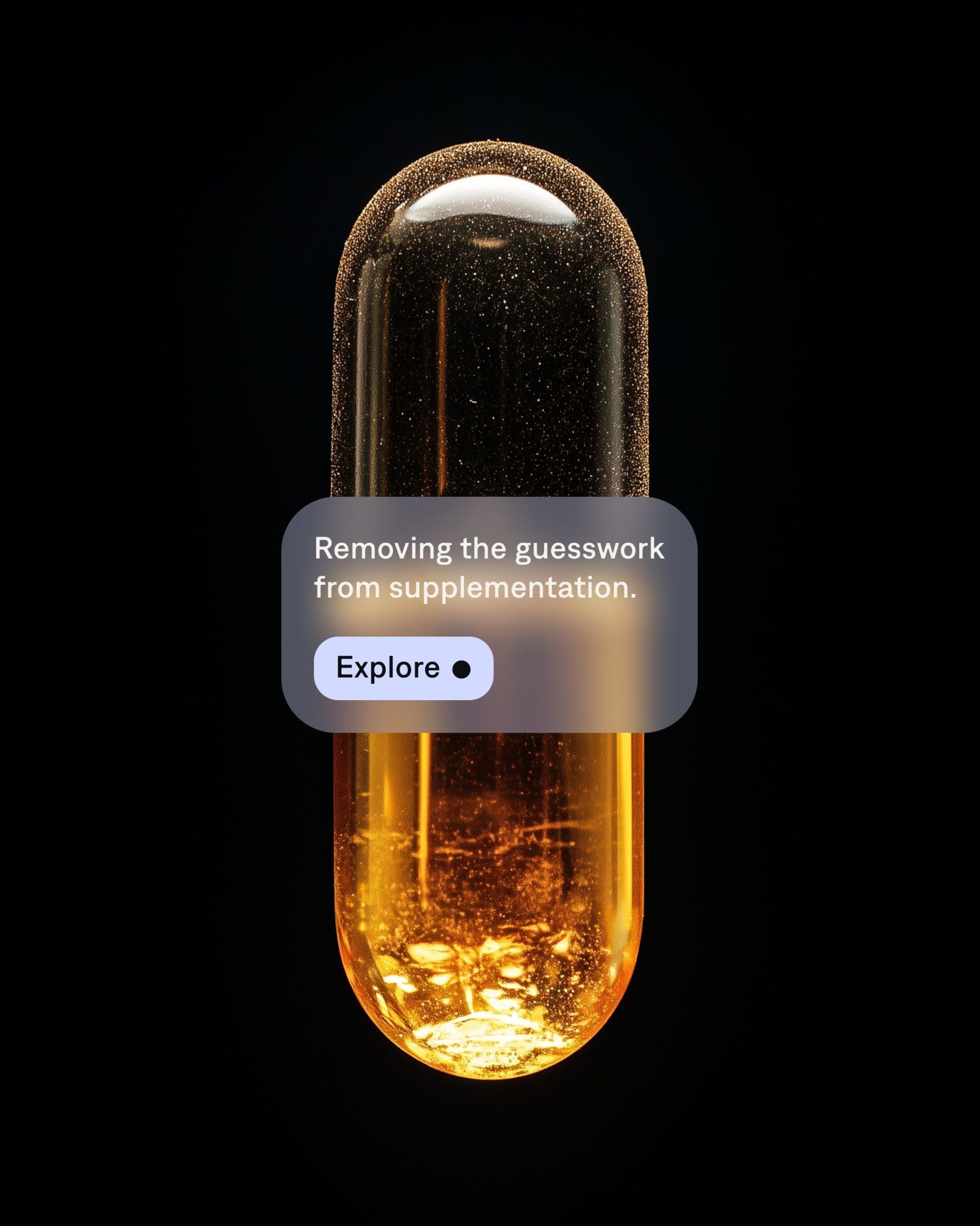 Instagram post: Glowing amber softgel capsule on black