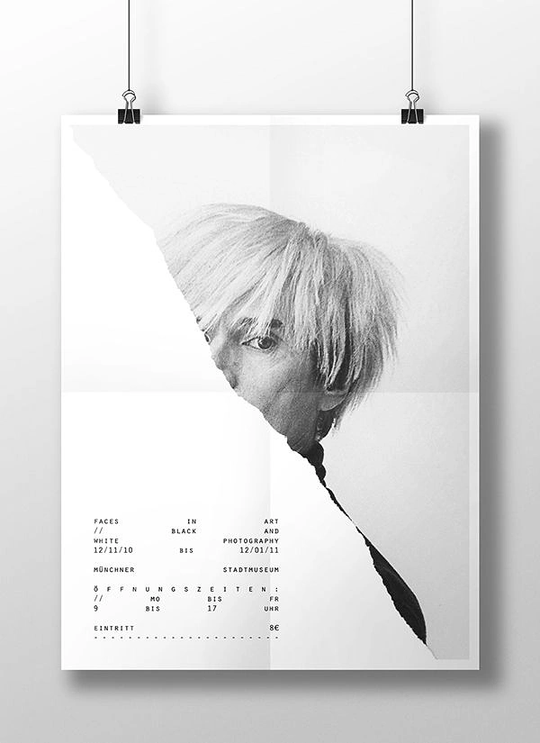 Photography creative ad: Torn-paper reveal portrait for photo exhibition