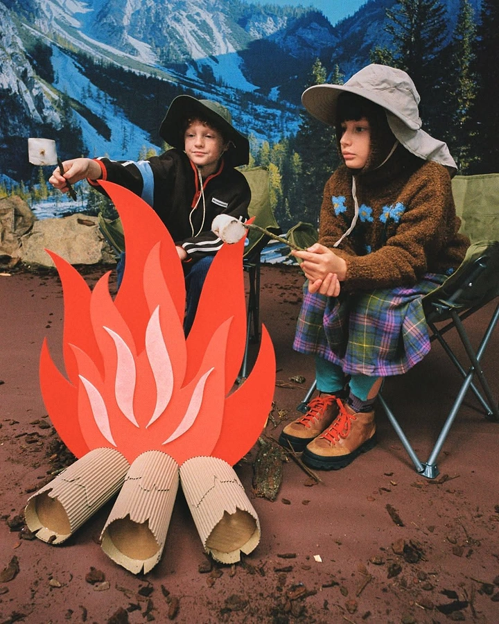 Summer Camps & Kids Activities creative ad: Campfire illustration transforms kids’ photo