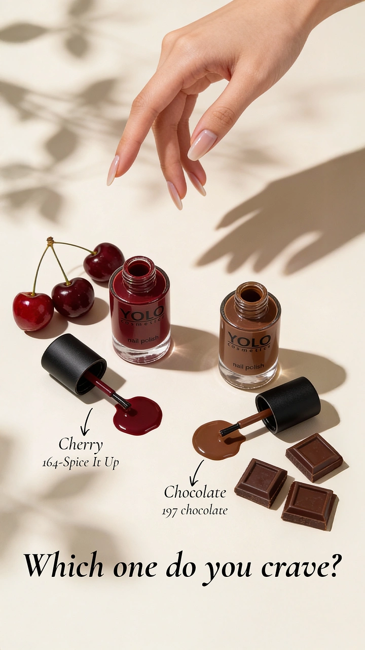 Nail Polish Brands creative ad: Cherry versus chocolate craving comparison
