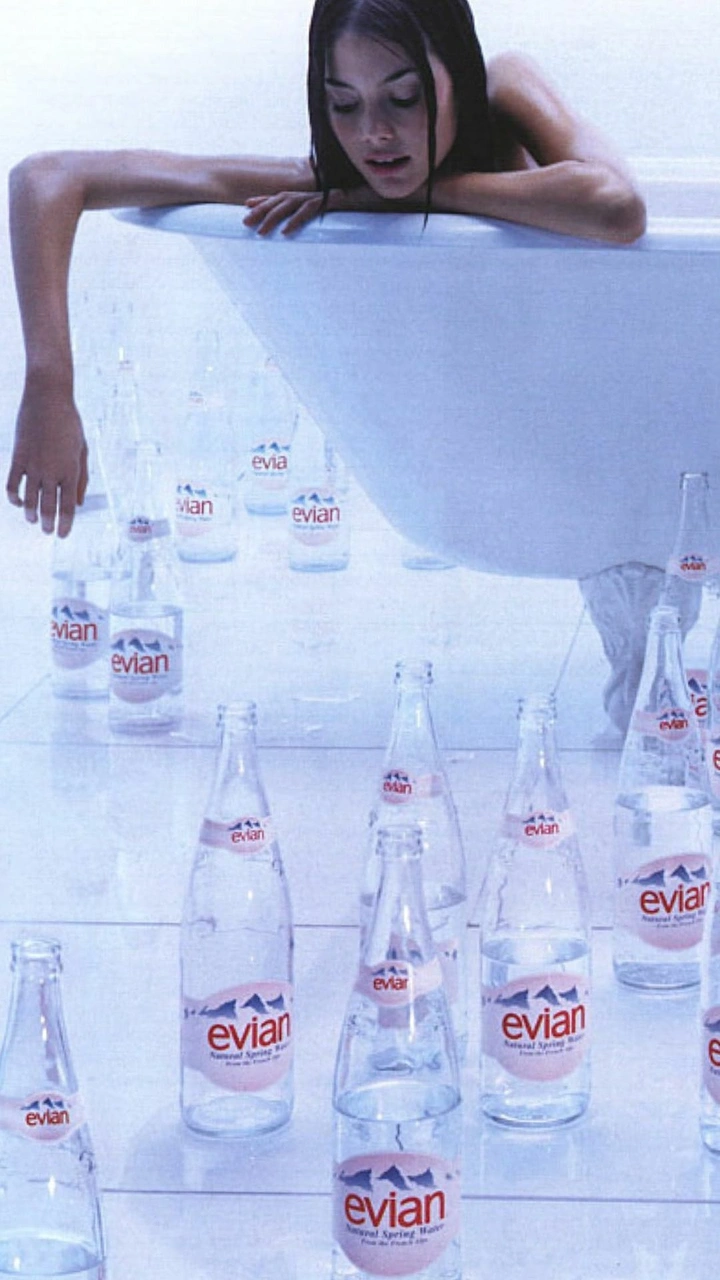 Packaged Drinking Water creative ad: Unexpected bottle-filled bathtub scene