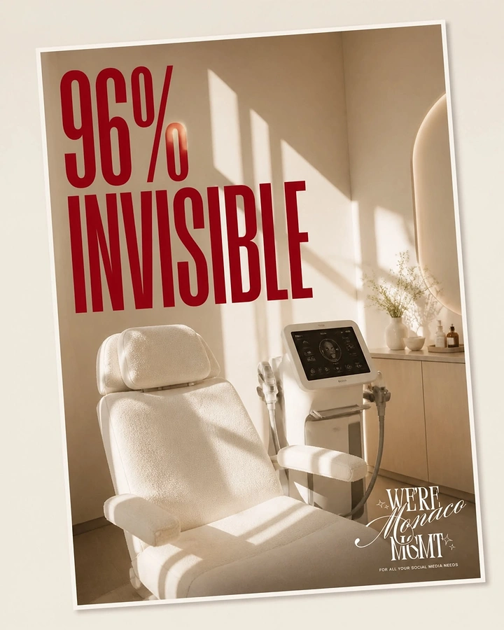 Plastic Surgery Clinics creative ad: Invisible-treatment promise with strong spatial concept