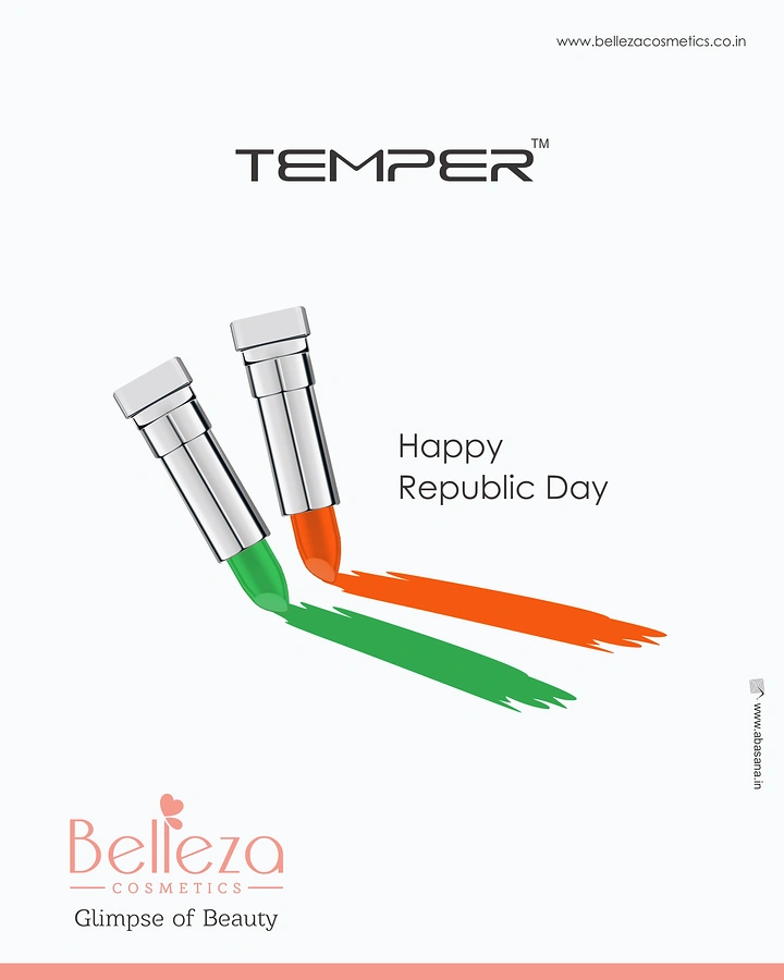 Republic Day creative ad: Green and orange lipsticks drawing tricolour strokes