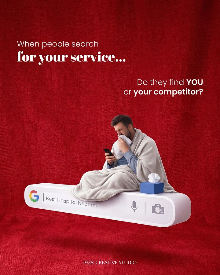 Agency creative ad: Google search bar as sickbed, memorable metaphor