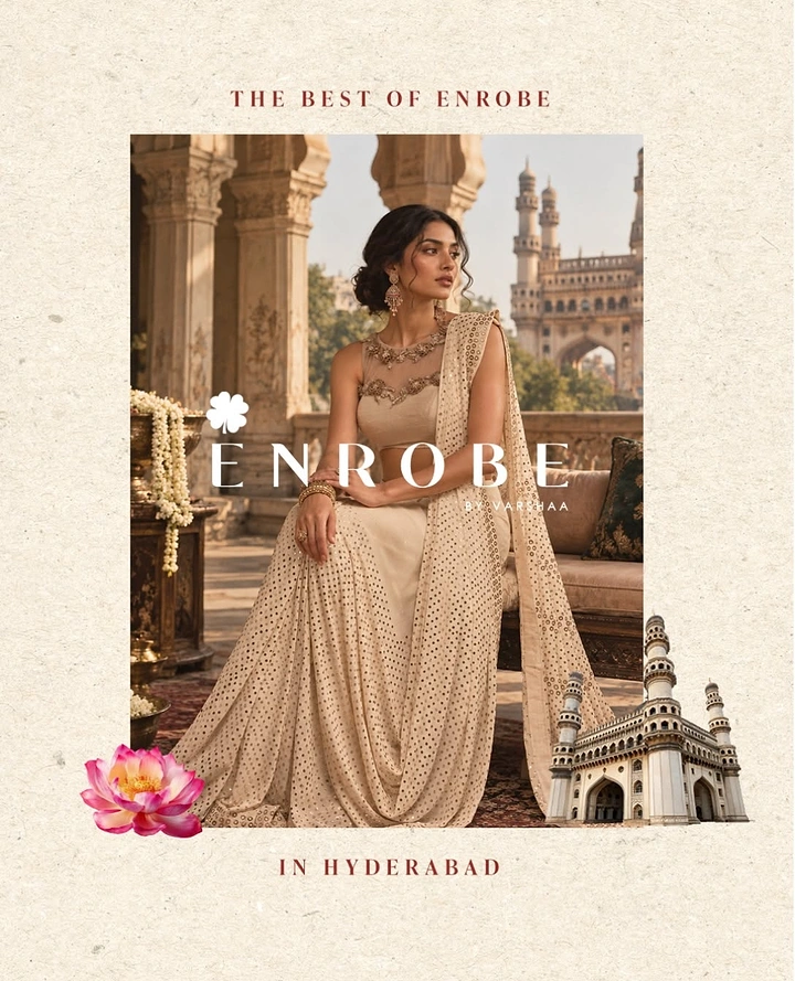 Ethnic Wear & Sarees creative ad: Photo framed as Hyderabad monument collage