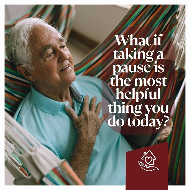 Senior Care creative ad: Hammock photo with reflective pause question