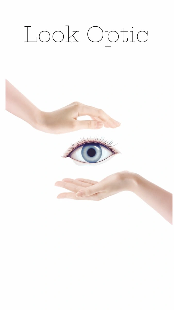 Opticians & Eye Care creative ad: Hands cradling an eye, minimal care metaphor