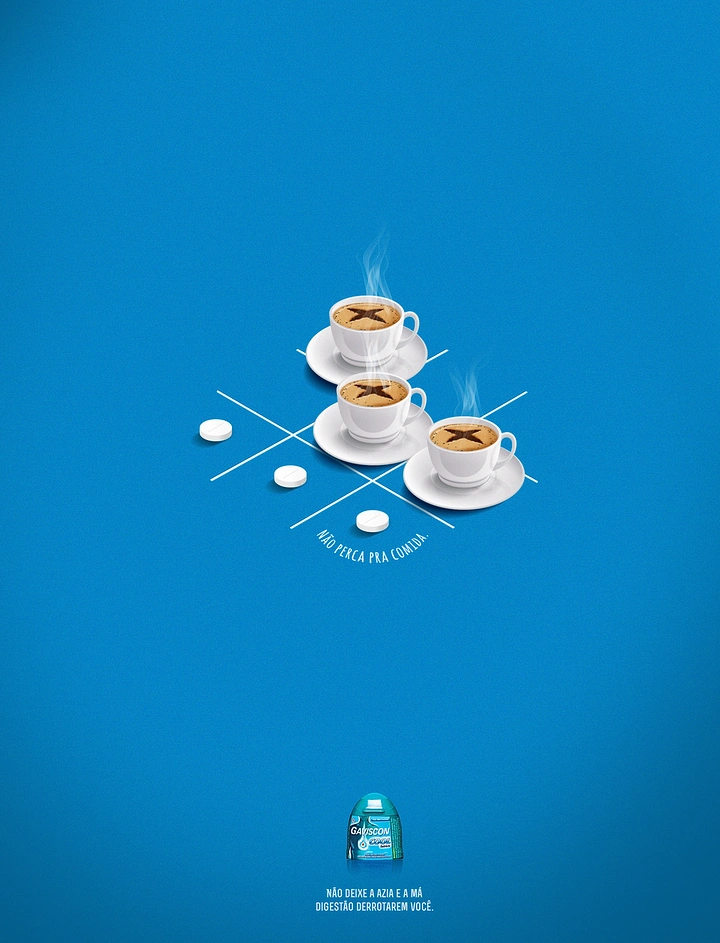 Tea & Chai Brands creative ad: Tea cups used as tic-tac-toe game pieces