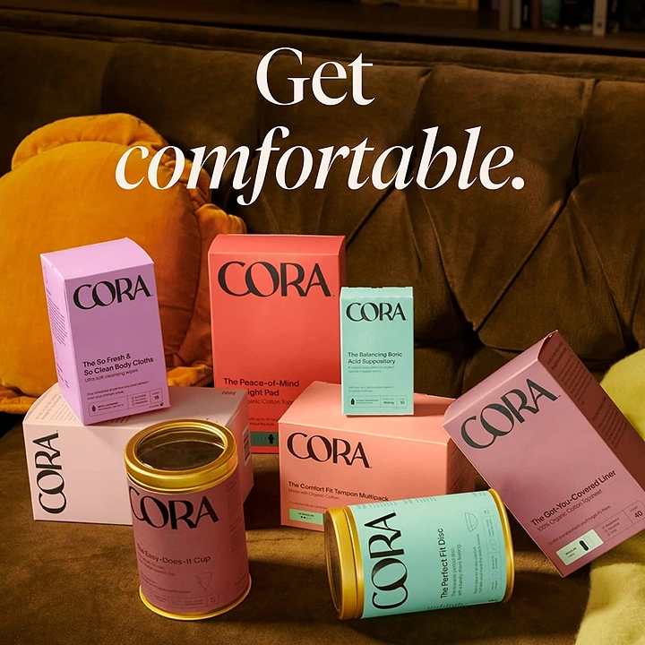 Period Care & Feminine Hygiene creative ad: Cozy couch scene and comfortable pun