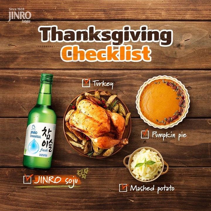 Thanksgiving creative ad: Soju checked off on Thanksgiving checklist