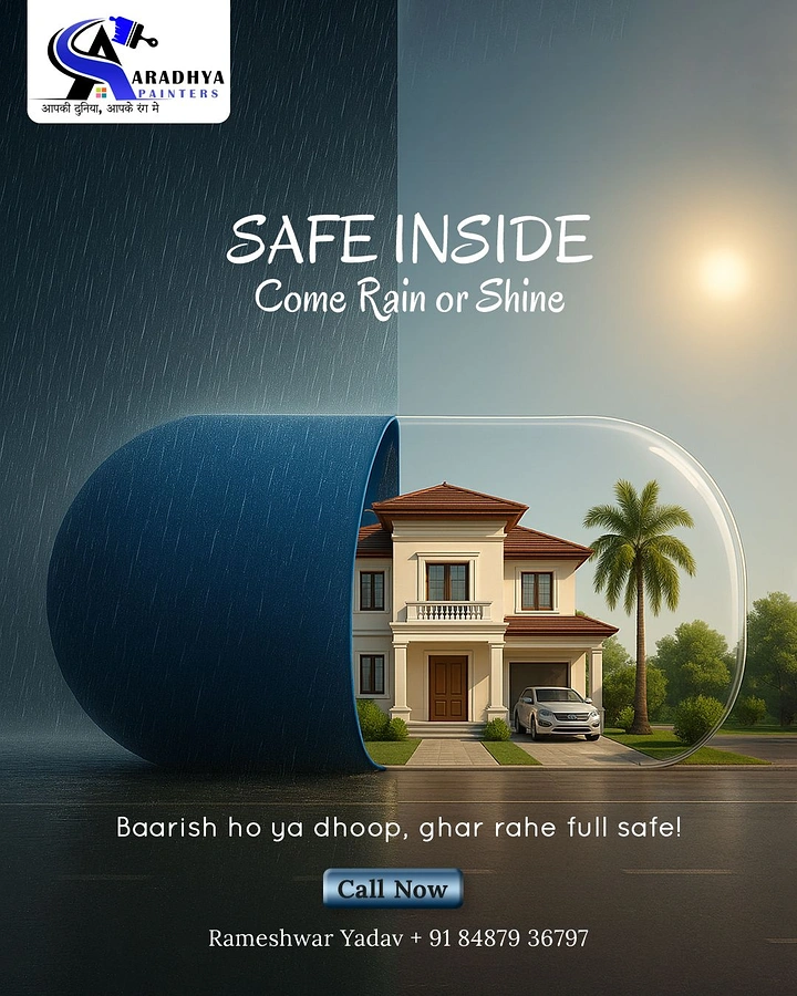House Painters creative ad: Paint coat as shield sheltering home