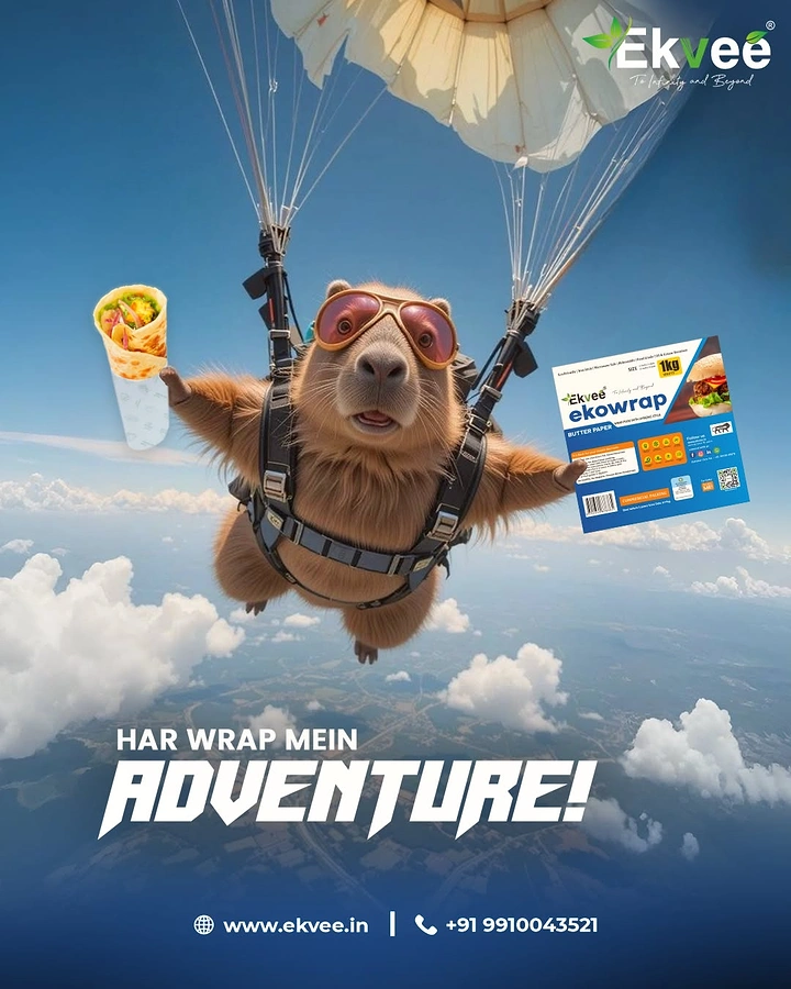 Adventure Sports & Trekking creative ad: Whimsical skydiving cat sells adventure
