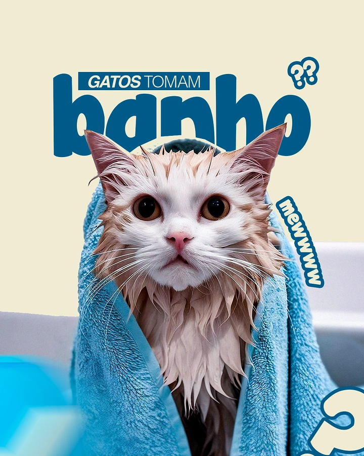 Pet Grooming creative ad: Grumpy wet cat, 'do cats bathe?' magazine cover