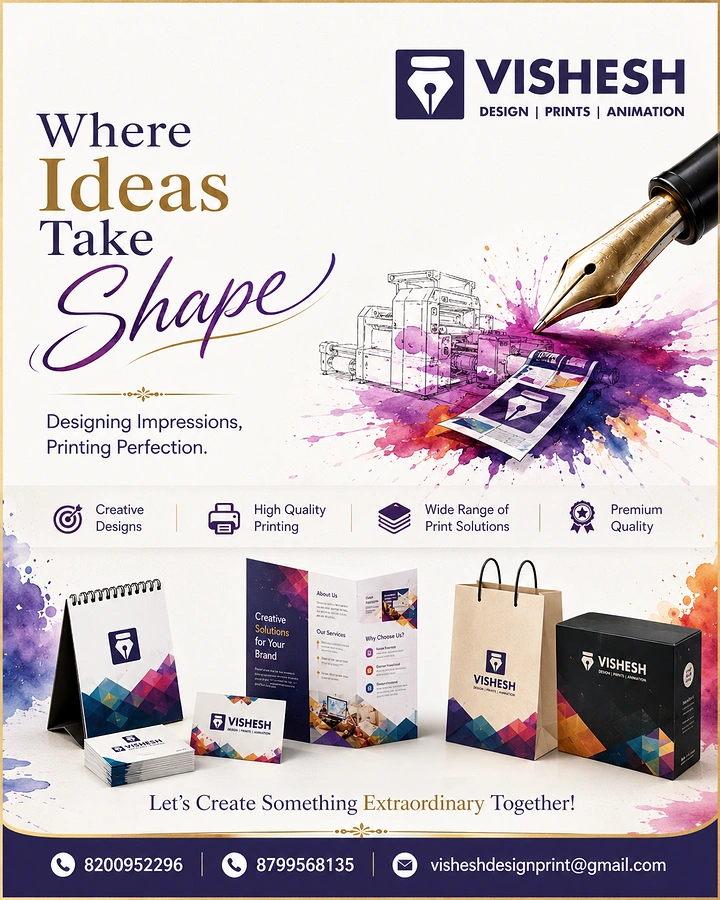 Printing Shops creative ad: Pen nib ink splash becomes sketch