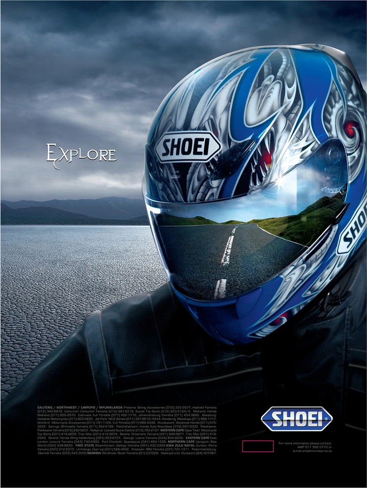 Helmets & Riding Gear creative ad: Scenic helmet artwork sells exploration