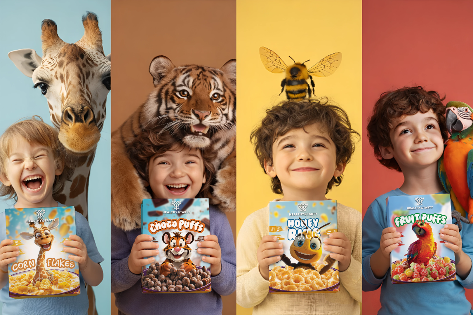 Banner: Playful animal-headed character campaign