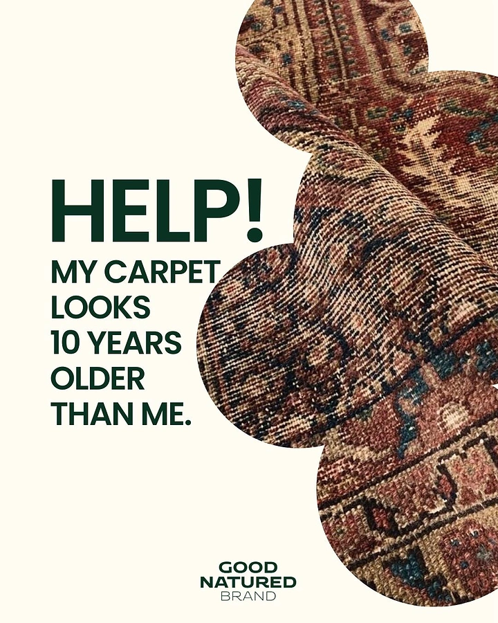 Rugs & Carpets creative ad: Witty aging-carpet visual metaphor