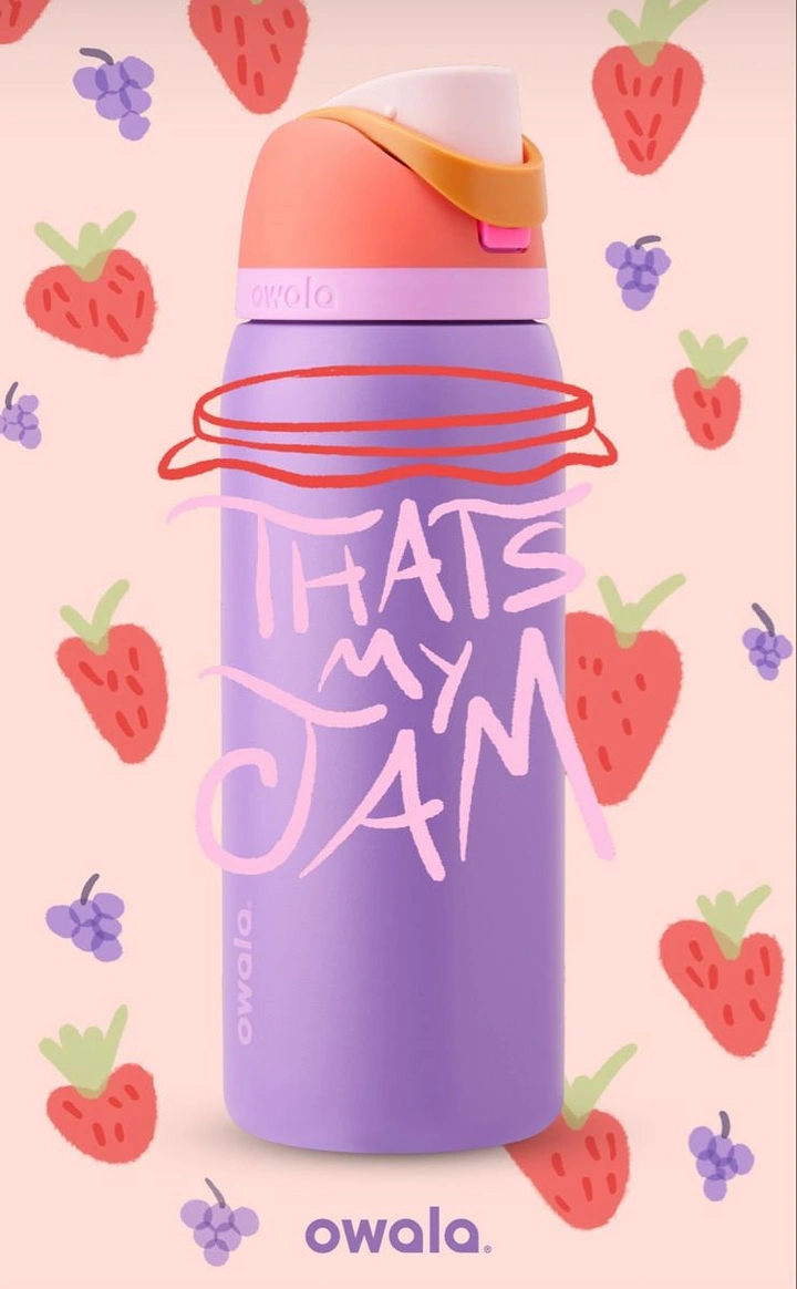Tumblers, Flasks & Drinkware creative ad: Playful jam-themed bottle campaign