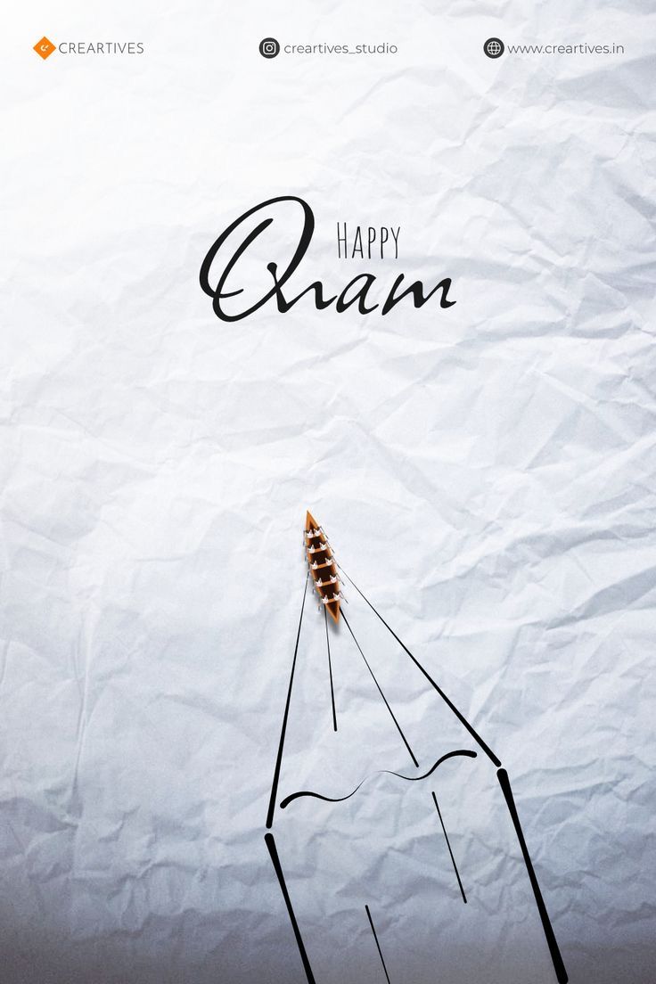 Tiny snake boat forming the tip of a line-drawn pencil