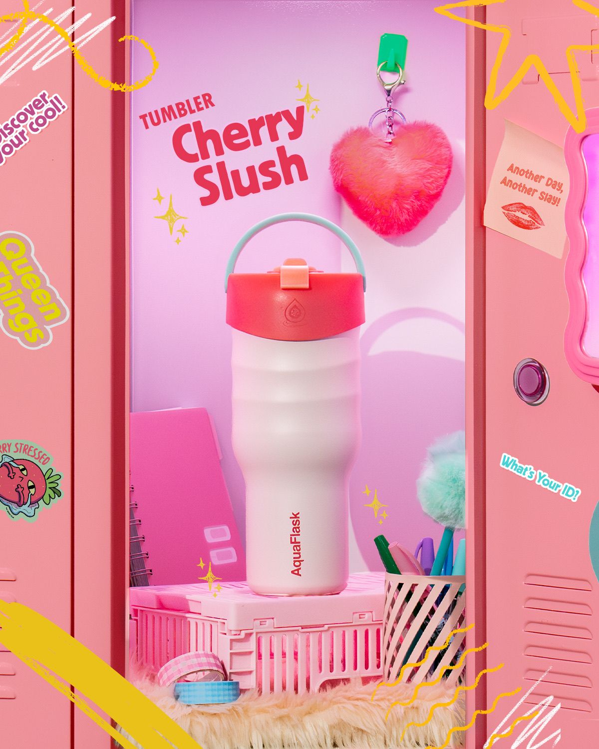 Instagram post: Cherry-slush vending-machine product world