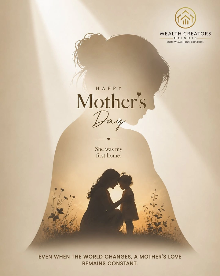 Mother's Day creative ad: Mother's profile silhouette with a mother-and-child sunset scene inside