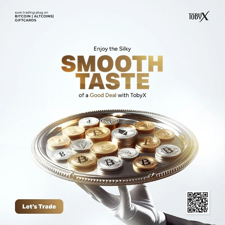 Stock Brokers & Investing creative ad: Butler's gloved hand serving a silver tray of crypto coins