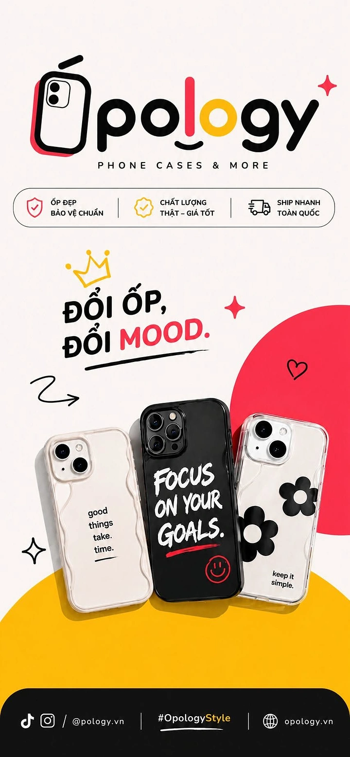 Phone Cases & Mobile Accessories creative ad: Playful motivational copy and case personalities