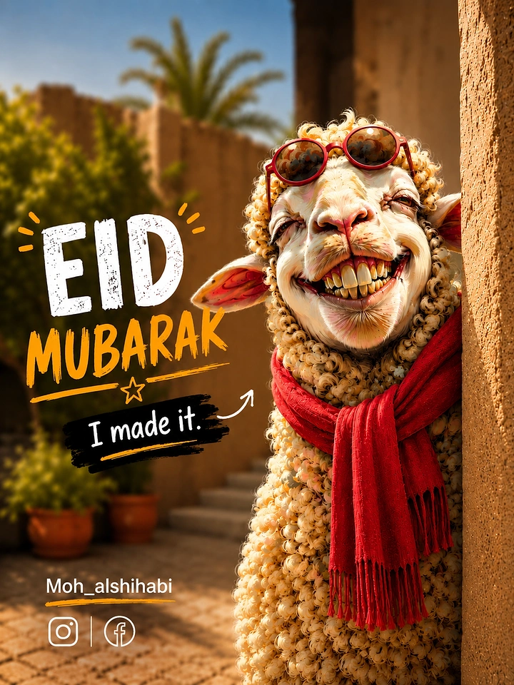 Eid Al Adha creative ad: Witty surviving sheep: 'I made it' selfie