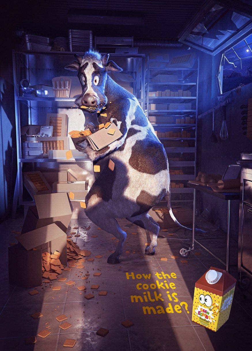 Story: Cow crushing cookies: cookie milk pun