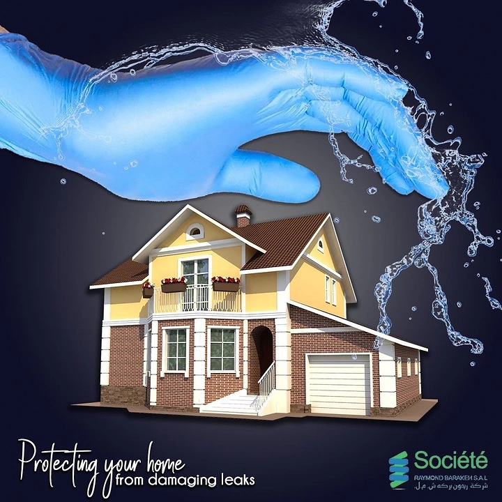 Waterproofing creative ad: Protective water shield metaphor