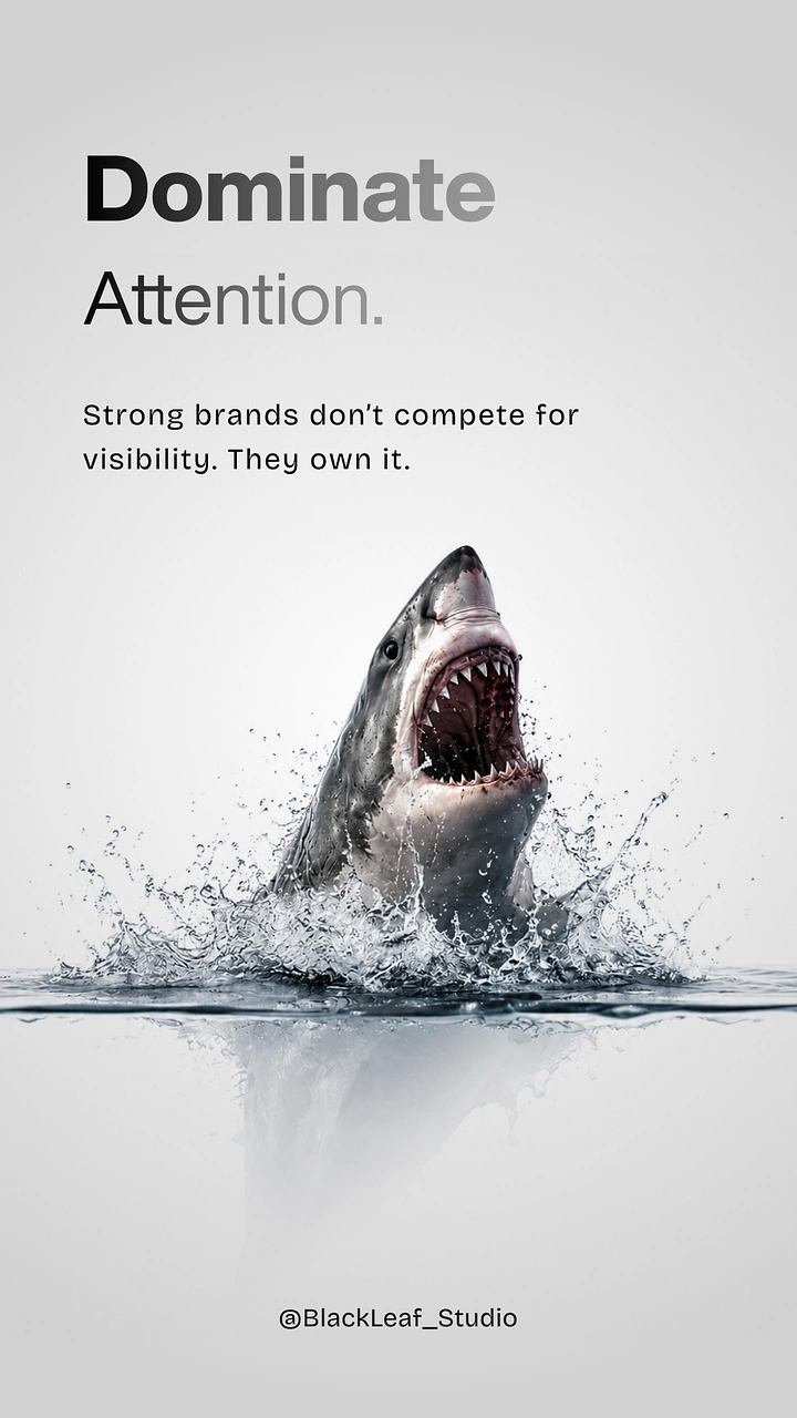 Agency creative ad: Breaching shark as attention-dominance metaphor