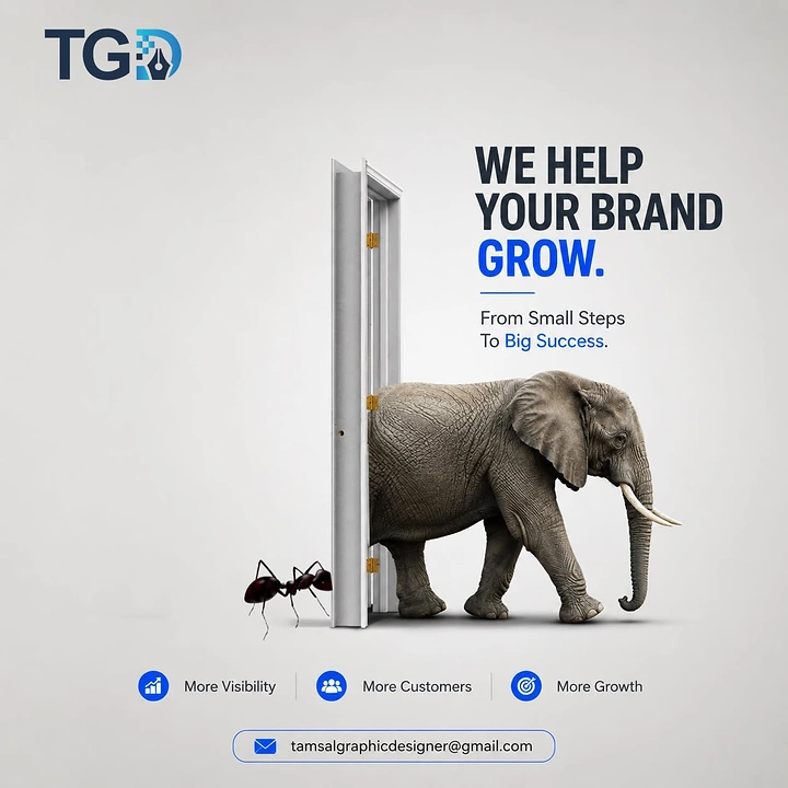 Agency creative ad: Ant opens door for elephant: growth metaphor