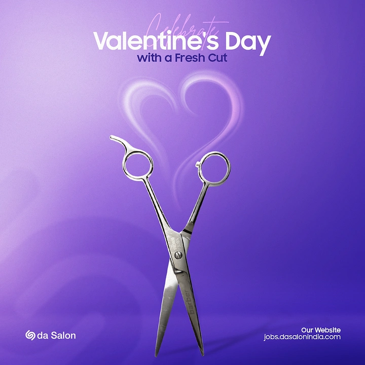 Valentine's Day creative ad: Open barber scissors with a smoky heart rising above