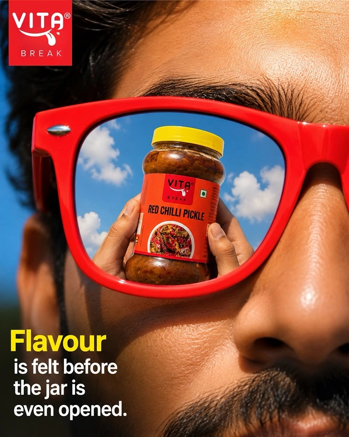 Spices & Masala Brands creative ad: Pickle jar reflected in sunglasses