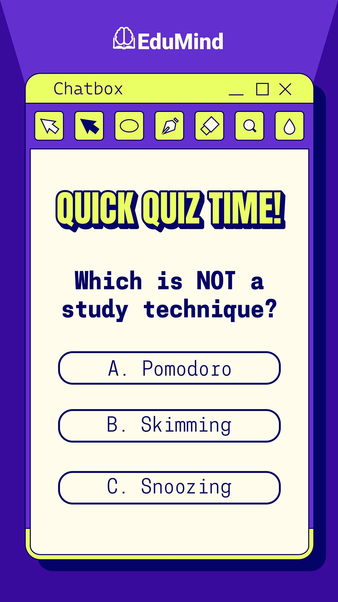Story: Retro chatbox quiz treatment feels distinctive