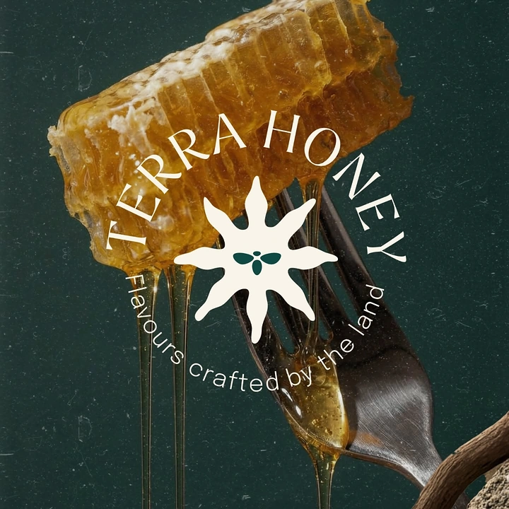 Honey Brands creative ad: Honeycomb becomes a bold brand emblem