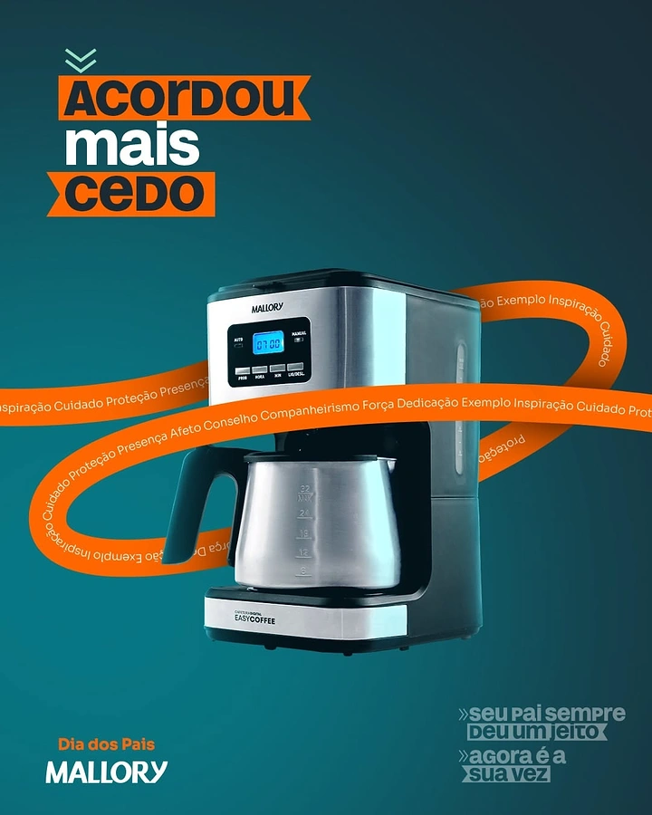 Home Appliances creative ad: Father's Day ribbon wraps coffee maker