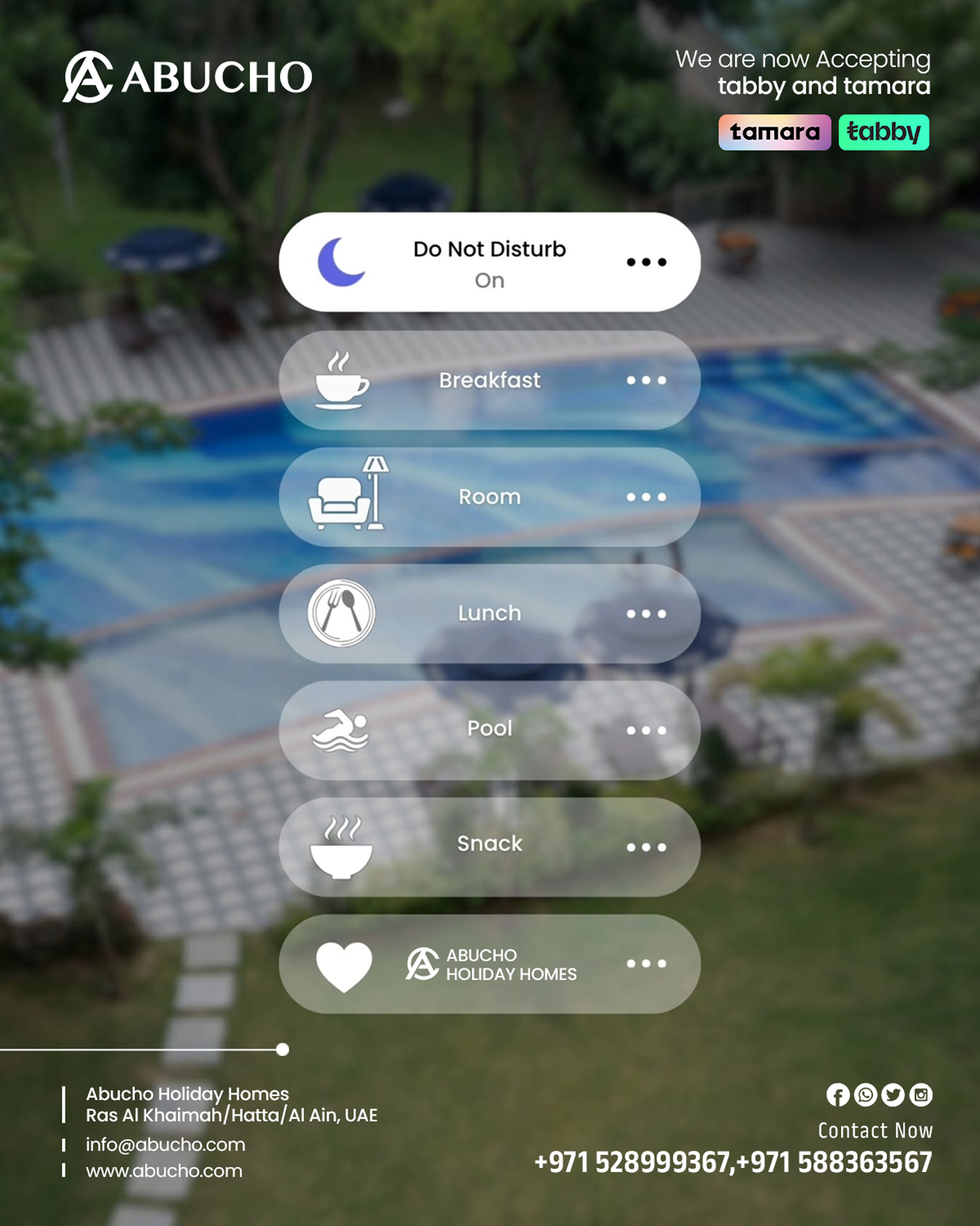 Instagram post: Pool image becomes holiday-home control interface