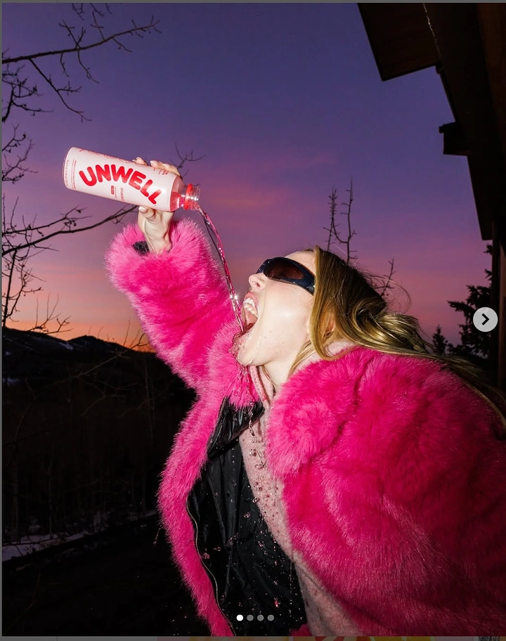 Energy & Sports Drinks creative ad: Bold pink fashion styling matches product world