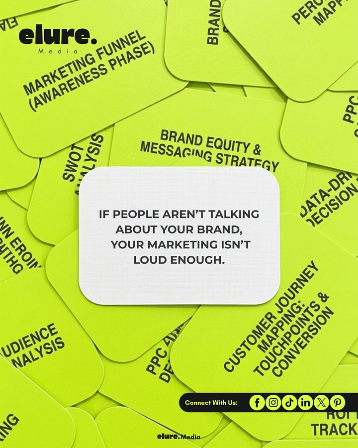 Agency creative ad: Pile of strategy cards, loud-brand copy