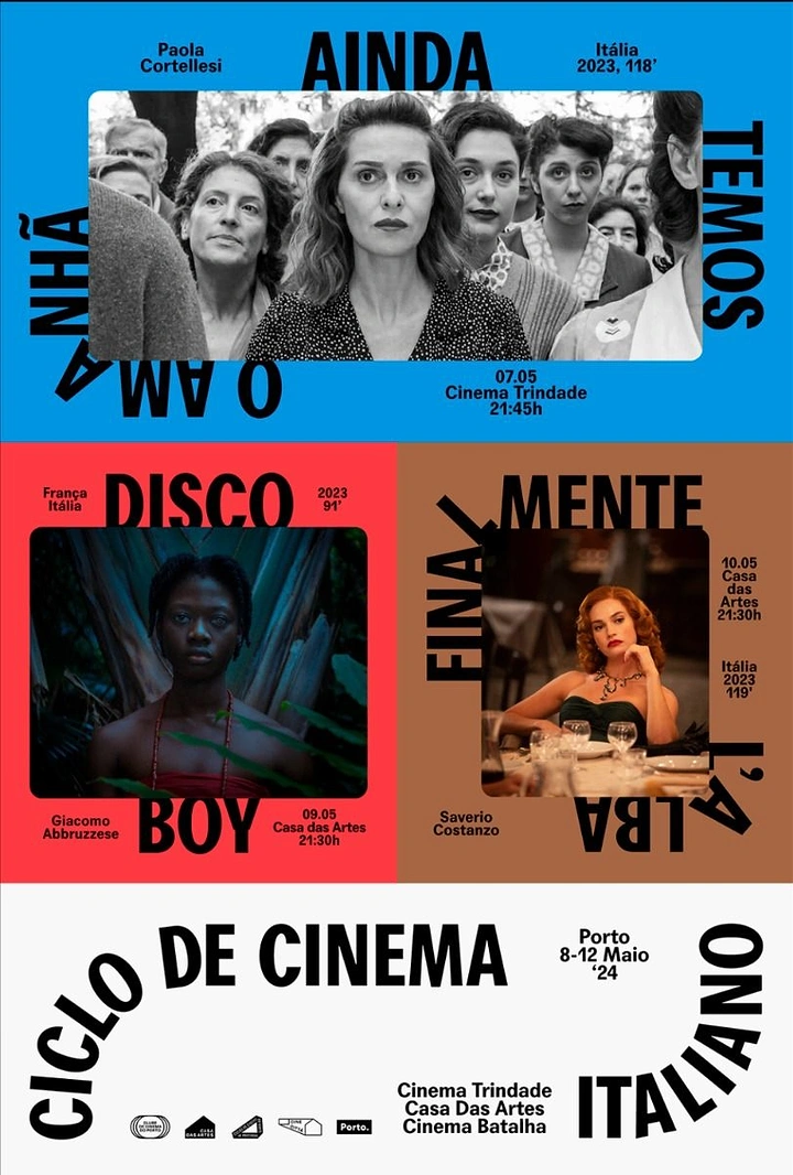 Cinemas & Movie Theatres creative ad: Film festival grid with rotated type